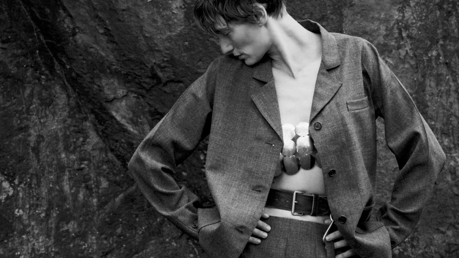 Harpers Bazaar Grand Proportions film black and white editorial with Veronika Knuz